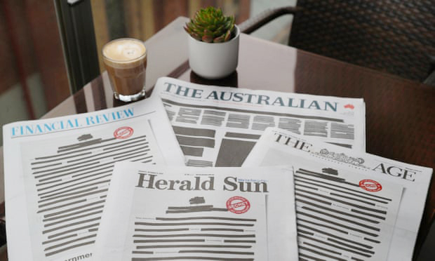 روزنامه‌های استرالیا برای مقابله با سانسور سیاه منتشر شدند
